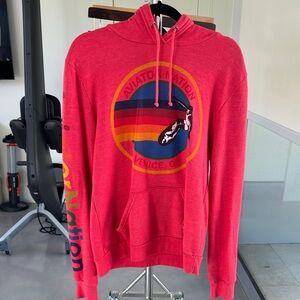 Aviator Nation Bright Red Hoodie with Multicolor Logo